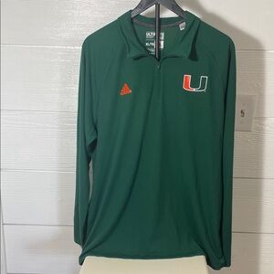 Adidas Miami Hurricane Dark Green Quarter-Zip Top